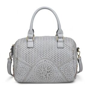 BKE Moda Luxe Bristol Satchel Large Crossbody Shoulder Handbag Gray Blue NWT